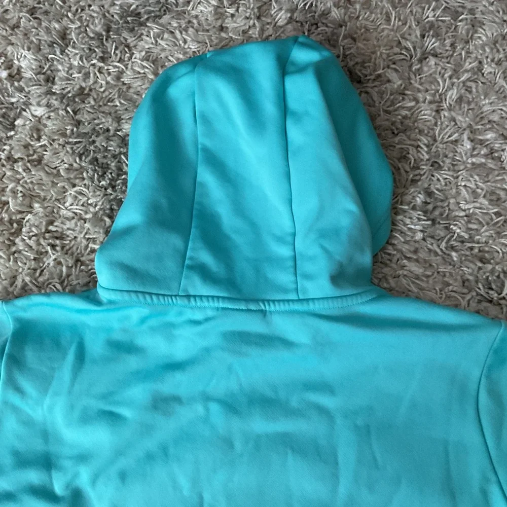 Nike Dri-FIT Just Do It Hoodie Womens Large Turquoise Blue Pullover Sweatshirt